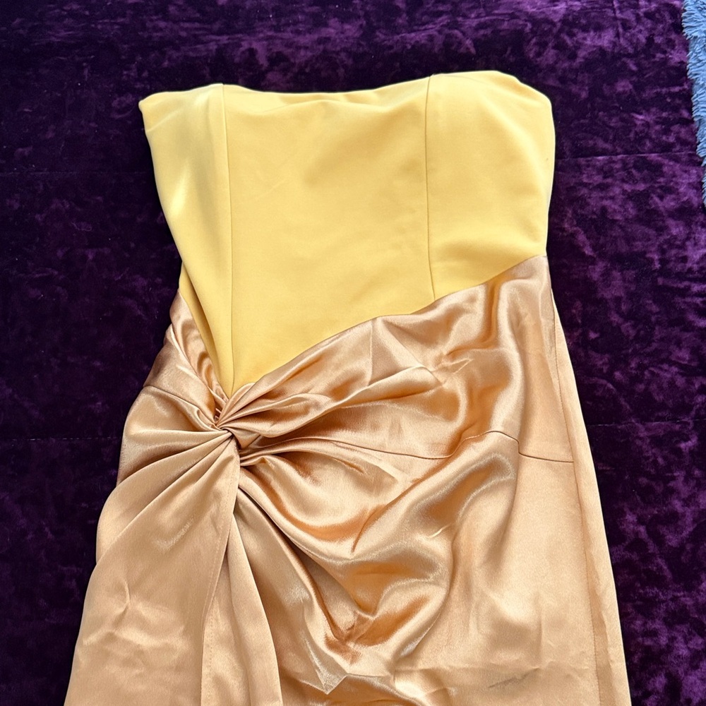 Elegant Yellow and Gold Strapless Dress
